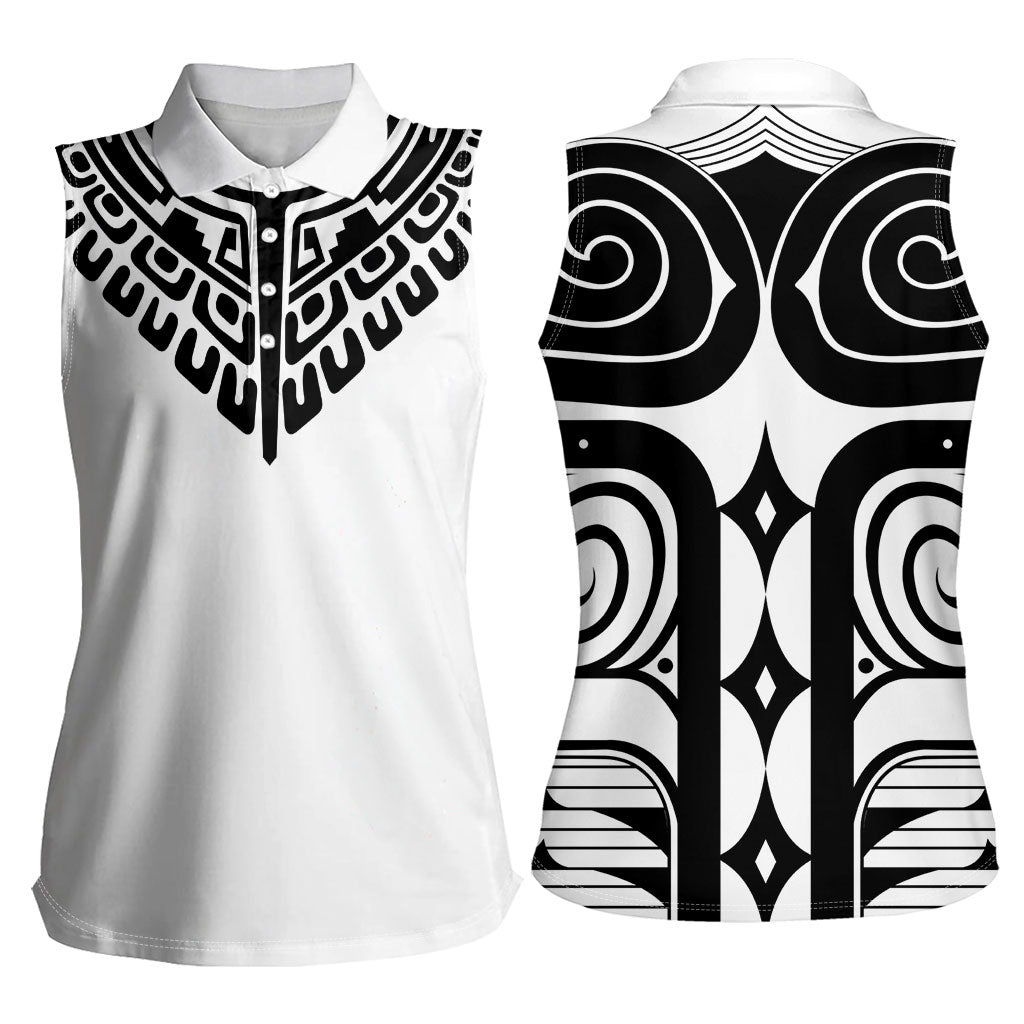 Japan Indigenous Jomon Tattoo Inspiration Women Sleeveless Polo Shirt White Version