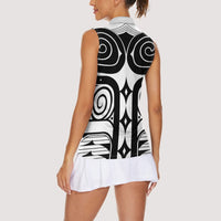 Japan Indigenous Jomon Tattoo Inspiration Women Sleeveless Polo Shirt White Version