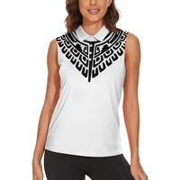 Japan Indigenous Jomon Tattoo Inspiration Women Sleeveless Polo Shirt White Version