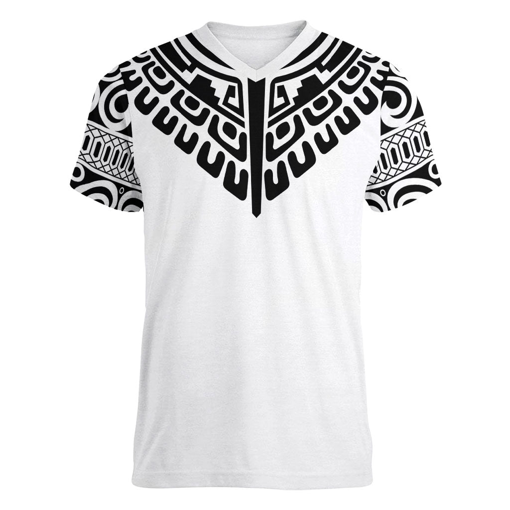 Japan Indigenous Jomon Tattoo Inspiration Women V-Neck T-Shirt White Version