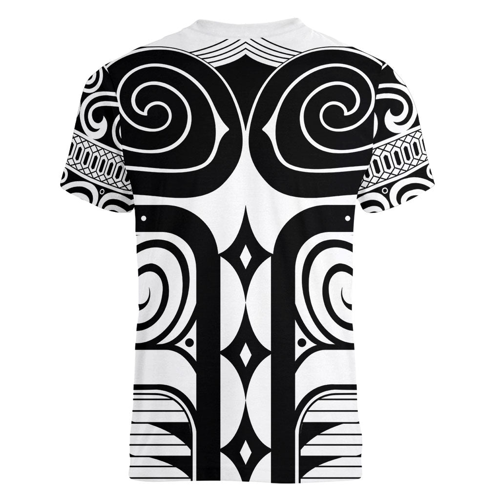 Japan Indigenous Jomon Tattoo Inspiration Women V-Neck T-Shirt White Version