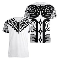 Japan Indigenous Jomon Tattoo Inspiration Women V-Neck T-Shirt White Version