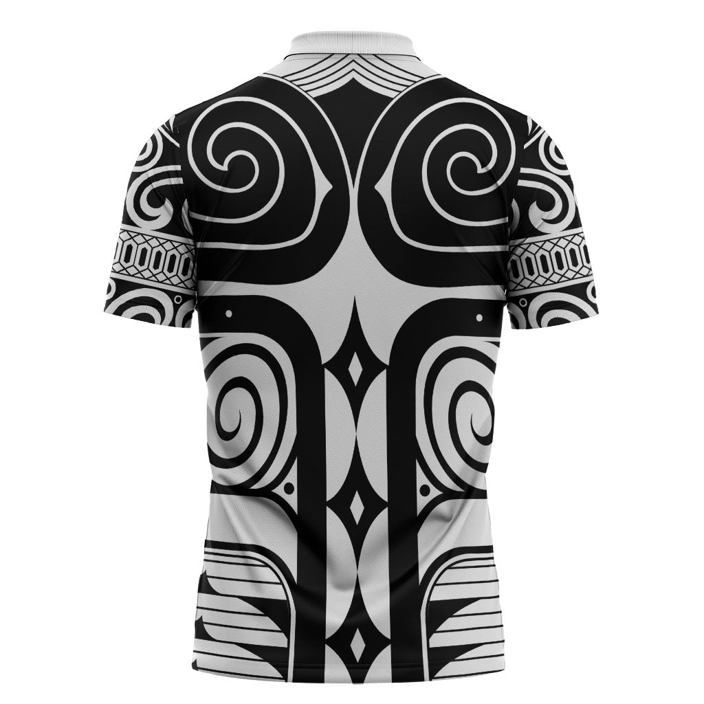 Japan Indigenous Jomon Tattoo Inspiration Zipper Polo Shirt White Version