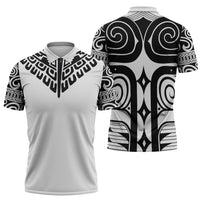 Japan Indigenous Jomon Tattoo Inspiration Zipper Polo Shirt White Version