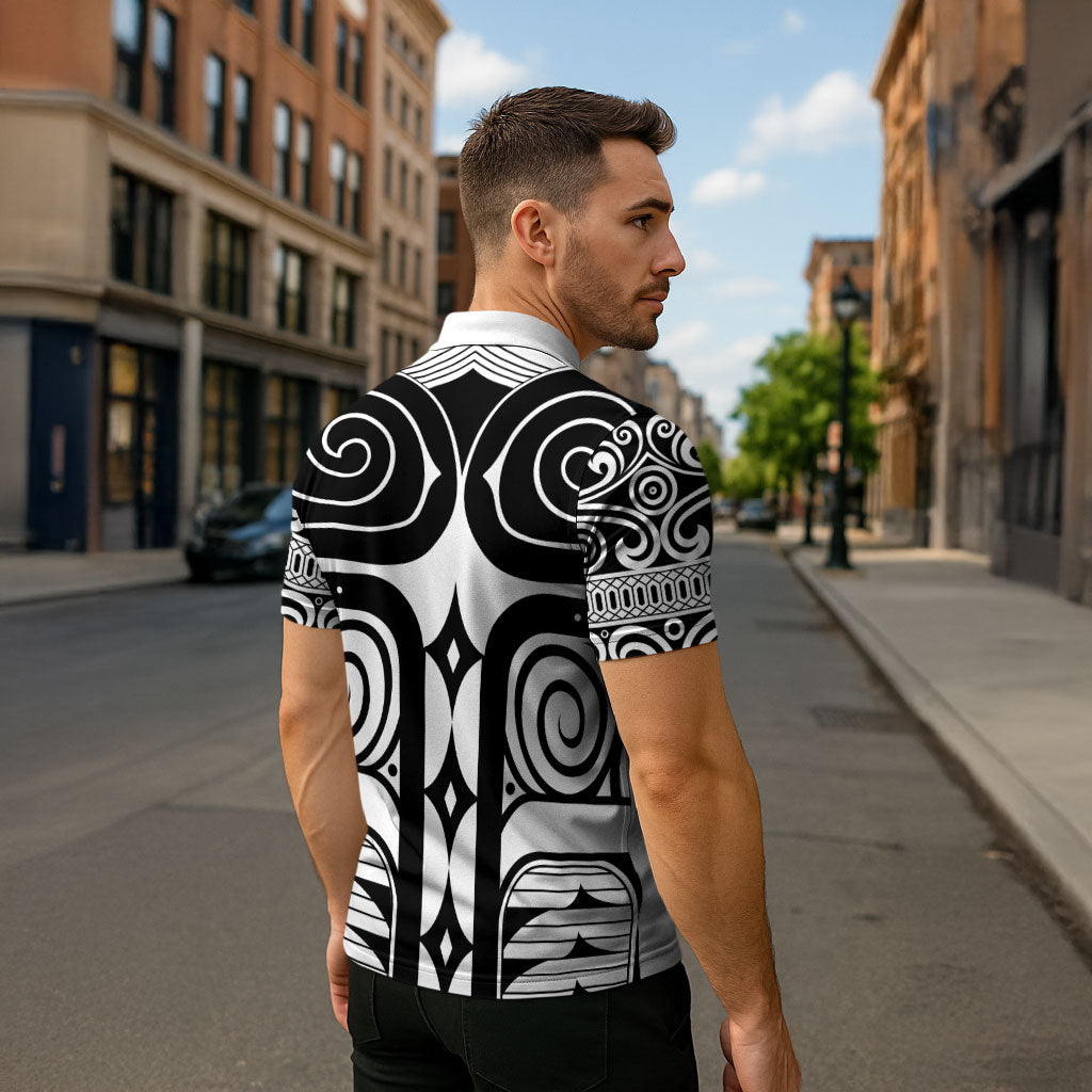 Japan Indigenous Jomon Tattoo Inspiration Zipper Polo Shirt White Version