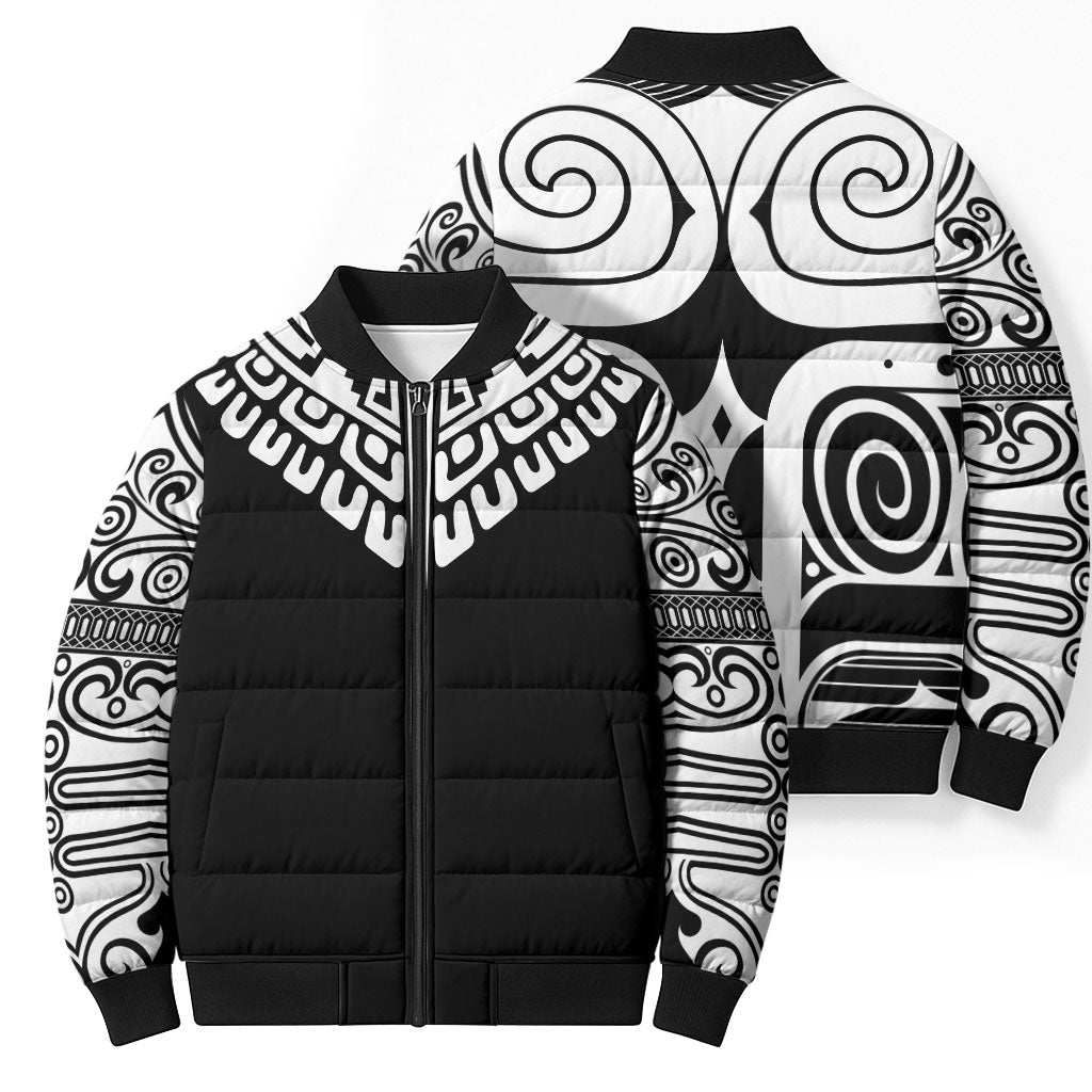 Japan Indigenous Jomon Tattoo Inspiration Bomber Puffer Jacket Black Version