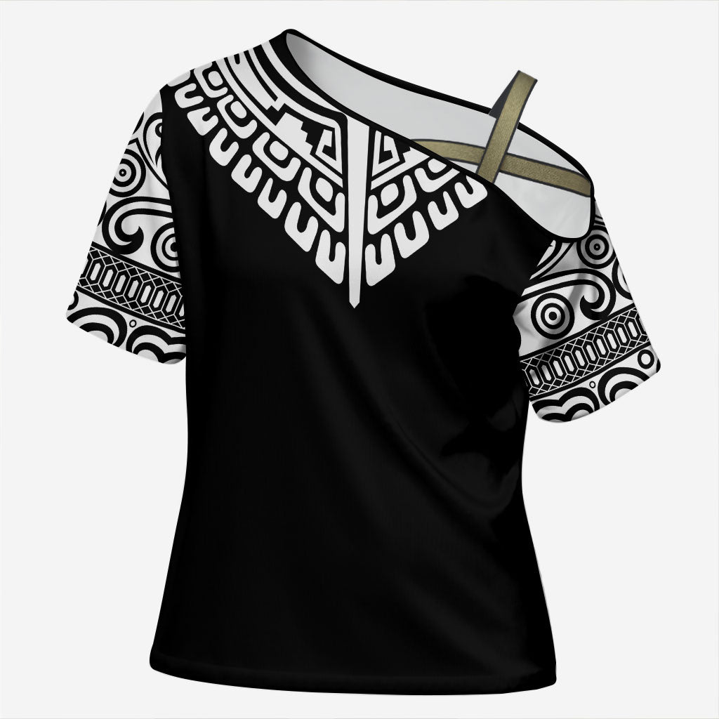Japan Indigenous Jomon Tattoo Inspiration Cross Shoulder Shirt Black Version