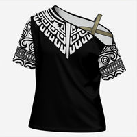 Japan Indigenous Jomon Tattoo Inspiration Cross Shoulder Shirt Black Version