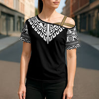 Japan Indigenous Jomon Tattoo Inspiration Cross Shoulder Shirt Black Version