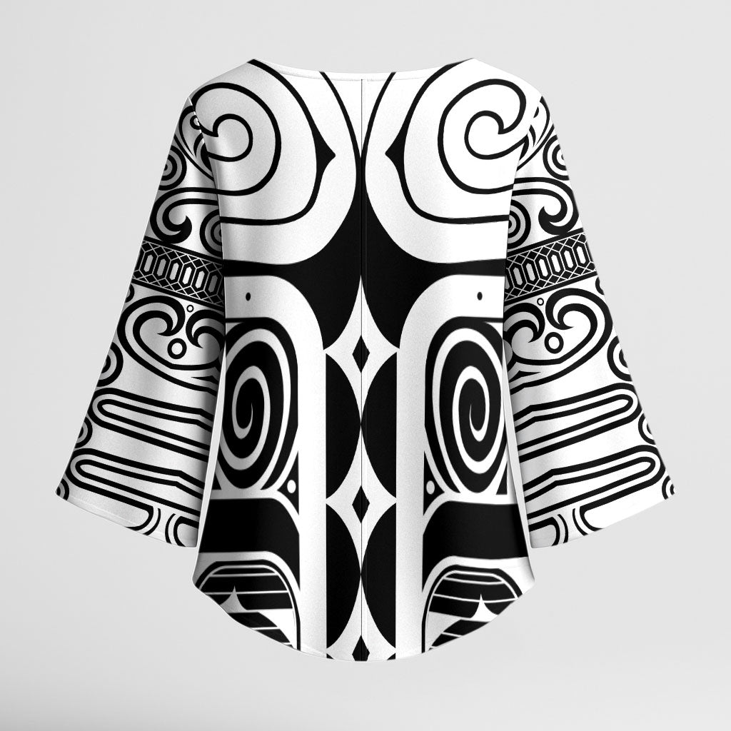 Japan Indigenous Jomon Tattoo Inspiration Kimono Sleeve Blouse Black Version