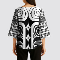 Japan Indigenous Jomon Tattoo Inspiration Kimono Sleeve Blouse Black Version