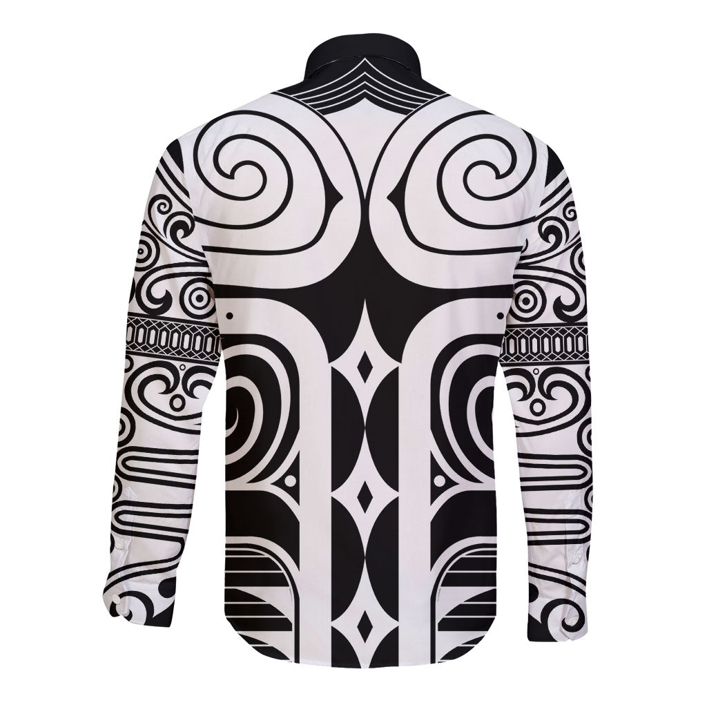 Japan Indigenous Jomon Tattoo Inspiration Long Sleeve Button Shirt Black Version