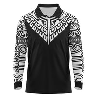 Japan Indigenous Jomon Tattoo Inspiration Long Sleeve Polo Shirt Black Version