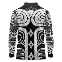 Japan Indigenous Jomon Tattoo Inspiration Long Sleeve Polo Shirt Black Version