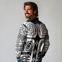 Japan Indigenous Jomon Tattoo Inspiration Long Sleeve Polo Shirt Black Version