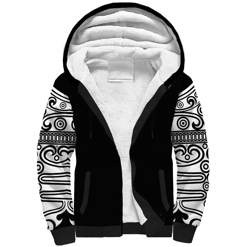 Japan Indigenous Jomon Tattoo Inspiration Sherpa Hoodie Black Version