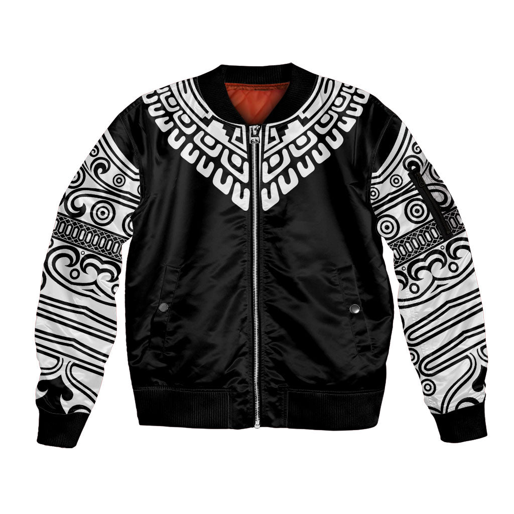 Japan Indigenous Jomon Tattoo Inspiration Sleeve Zip Bomber Jacket Black Version