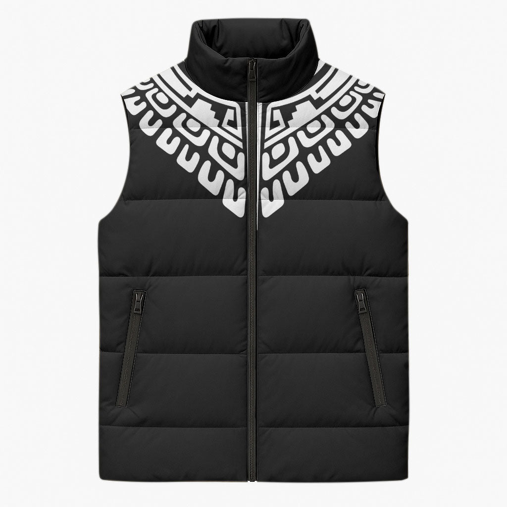 Japan Indigenous Jomon Tattoo Inspiration Sleeveless Puffer Jacket Black Version