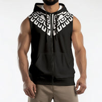 Japan Indigenous Jomon Tattoo Inspiration Sleeveless Zip Hoodie Black Version