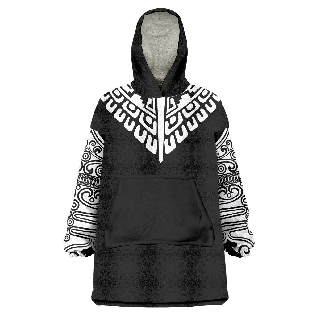 Japan Indigenous Jomon Tattoo Inspiration Wearable Blanket Hoodie Black Version