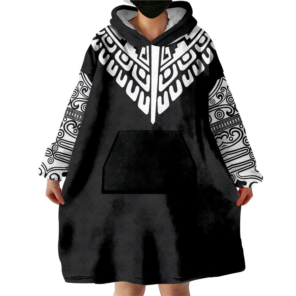 Japan Indigenous Jomon Tattoo Inspiration Wearable Blanket Hoodie Black Version
