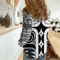 Japan Indigenous Jomon Tattoo Inspiration Women Casual Shirt Black Version