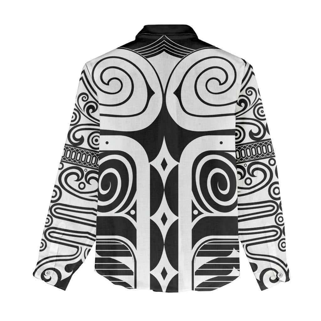 Japan Indigenous Jomon Tattoo Inspiration Women Casual Shirt Black Version