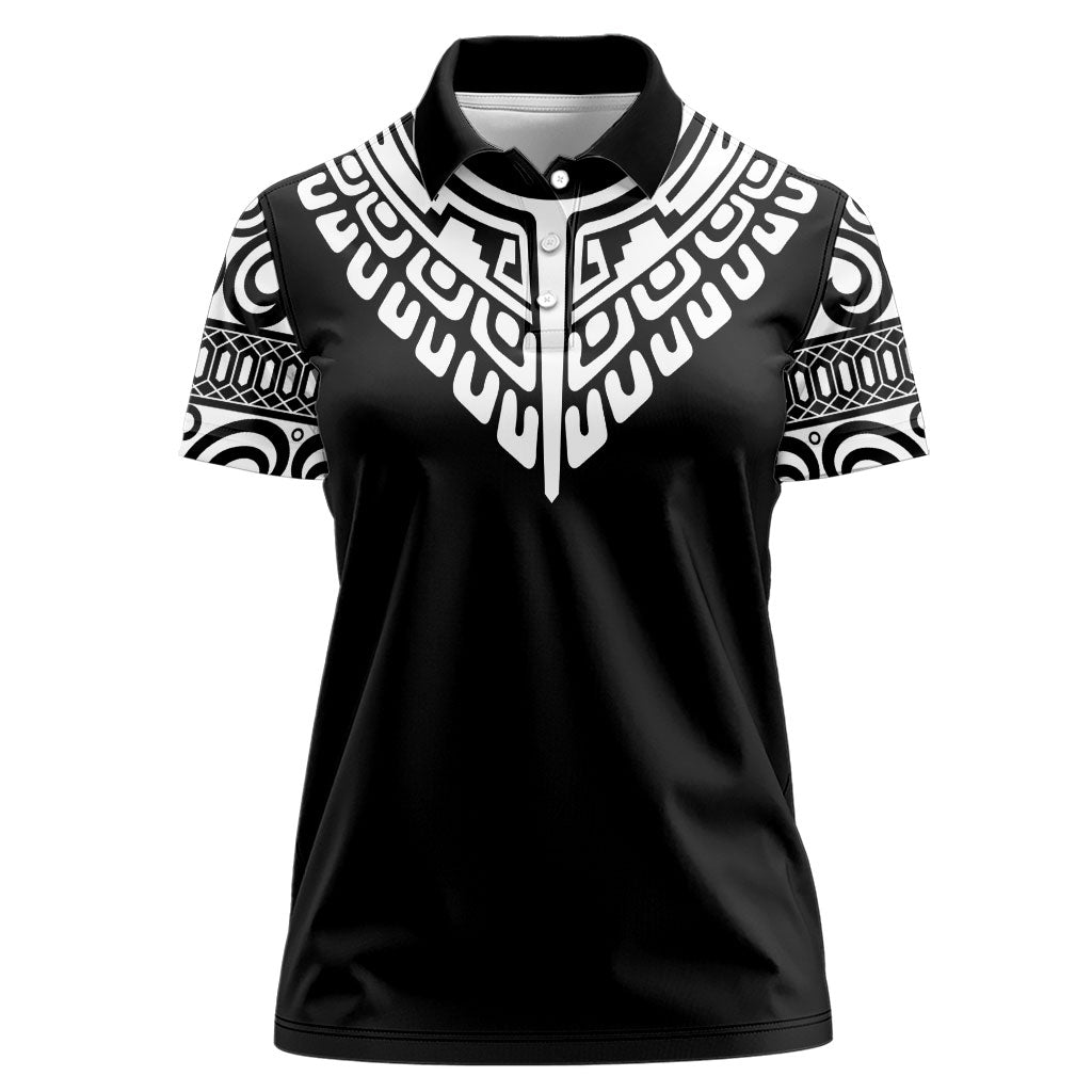 Japan Indigenous Jomon Tattoo Inspiration Women Polo Shirt Black Version