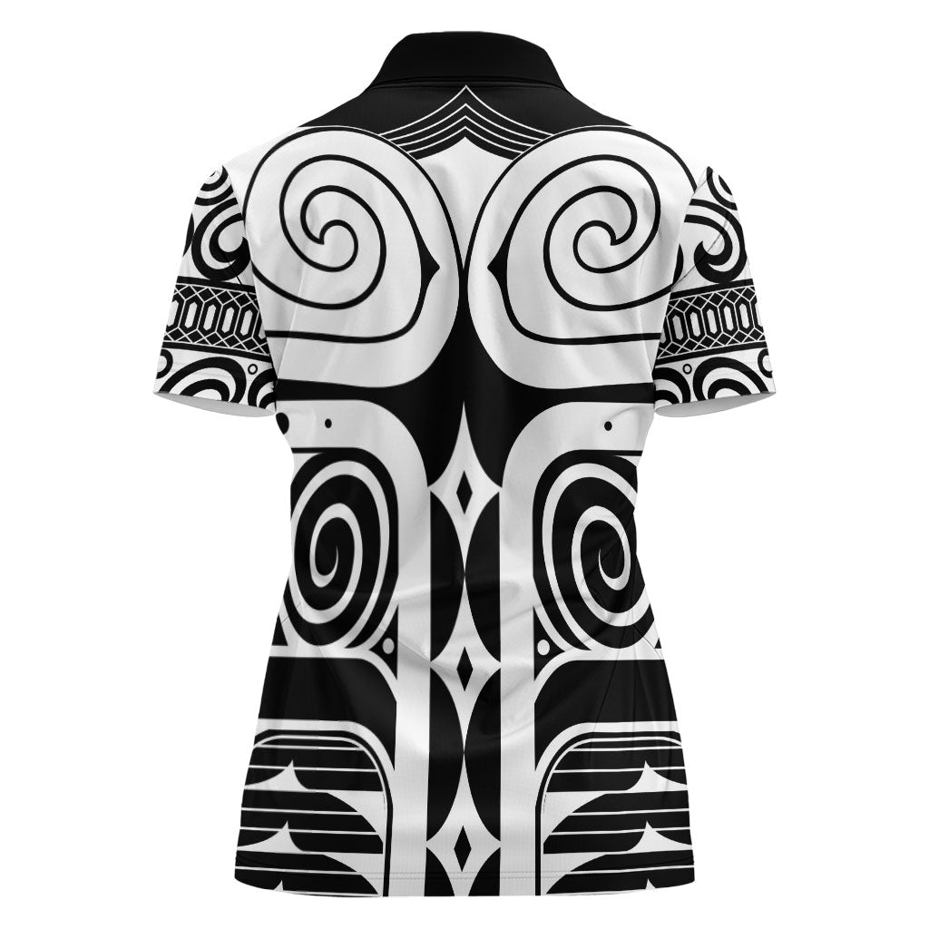 Japan Indigenous Jomon Tattoo Inspiration Women Polo Shirt Black Version