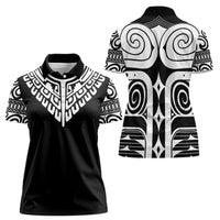 Japan Indigenous Jomon Tattoo Inspiration Women Polo Shirt Black Version