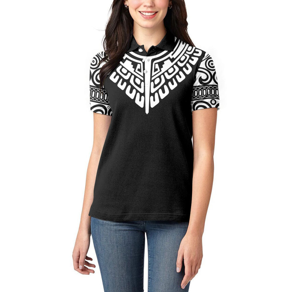 Japan Indigenous Jomon Tattoo Inspiration Women Polo Shirt Black Version