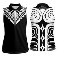 Japan Indigenous Jomon Tattoo Inspiration Women Sleeveless Polo Shirt Black Version