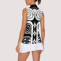 Japan Indigenous Jomon Tattoo Inspiration Women Sleeveless Polo Shirt Black Version