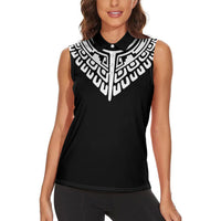 Japan Indigenous Jomon Tattoo Inspiration Women Sleeveless Polo Shirt Black Version