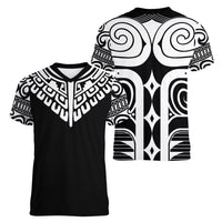 Japan Indigenous Jomon Tattoo Inspiration Women V-Neck T-Shirt Black Version