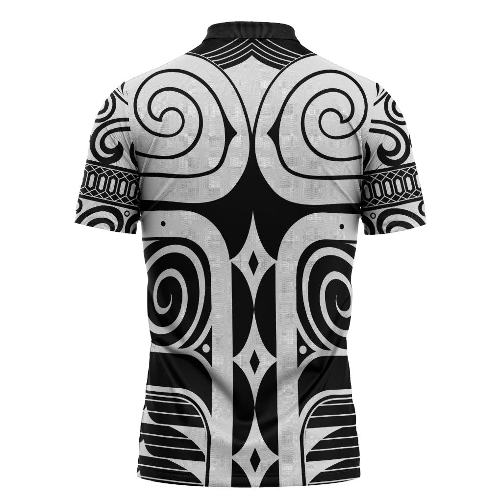 Japan Indigenous Jomon Tattoo Inspiration Zipper Polo Shirt Black Version
