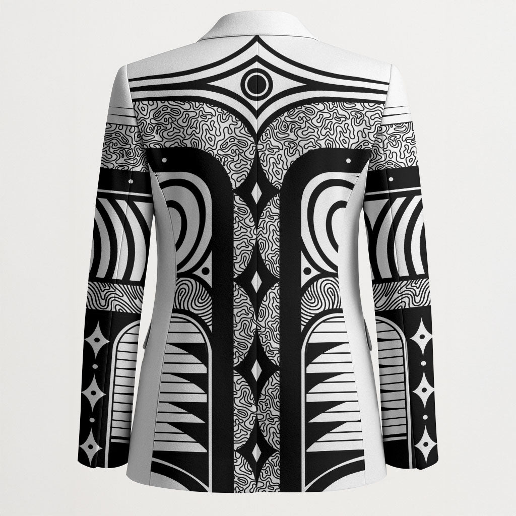 Japanese Indigenous Blazer Jomon Tribal Inspired White