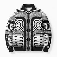 Japanese Indigenous Bomber Puffer Jacket Jomon Tribal Inspired White