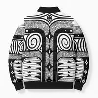 Japanese Indigenous Bomber Puffer Jacket Jomon Tribal Inspired White