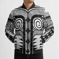 Japanese Indigenous Bomber Puffer Jacket Jomon Tribal Inspired White