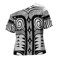 Japanese Indigenous Cross Shoulder Shirt Jomon Tribal Inspired White