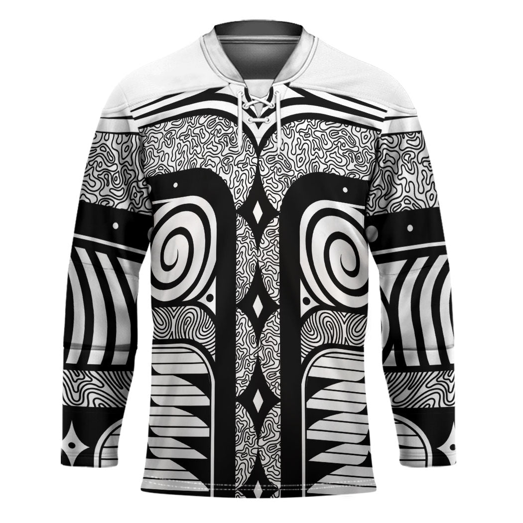 Japanese Indigenous Hockey Jersey Jomon Tribal Inspired White