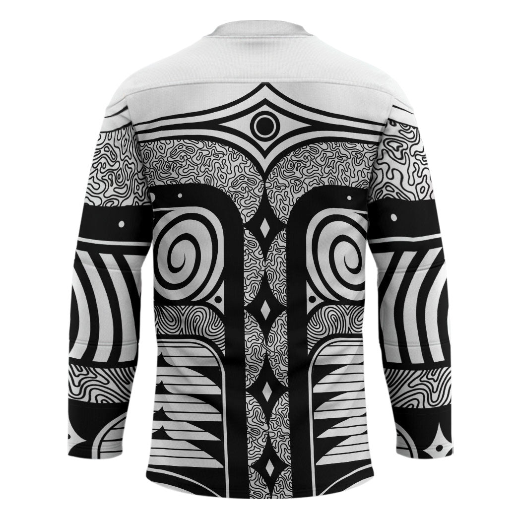 Japanese Indigenous Hockey Jersey Jomon Tribal Inspired White