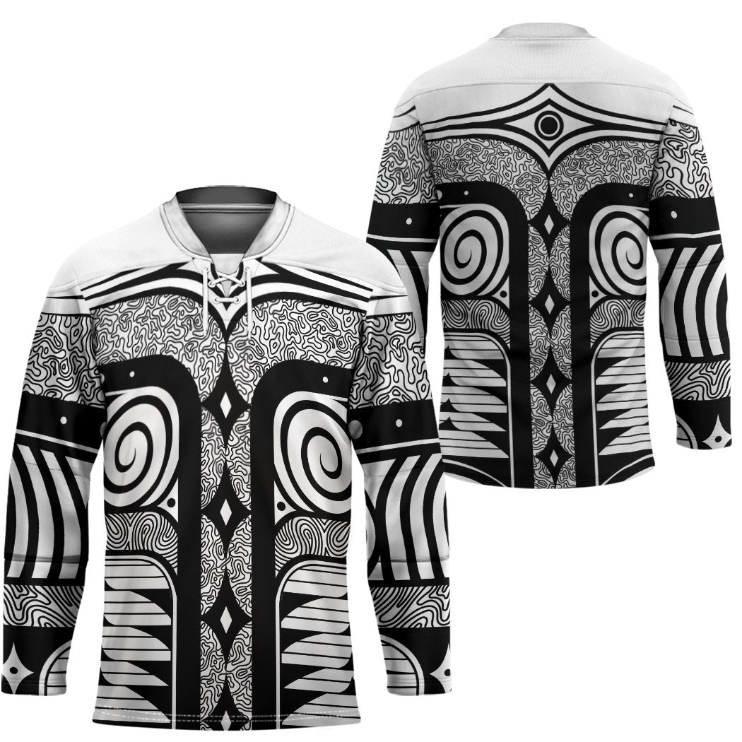Japanese Indigenous Hockey Jersey Jomon Tribal Inspired White