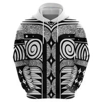 Japanese Indigenous Hoodie Jomon Tribal Inspired White