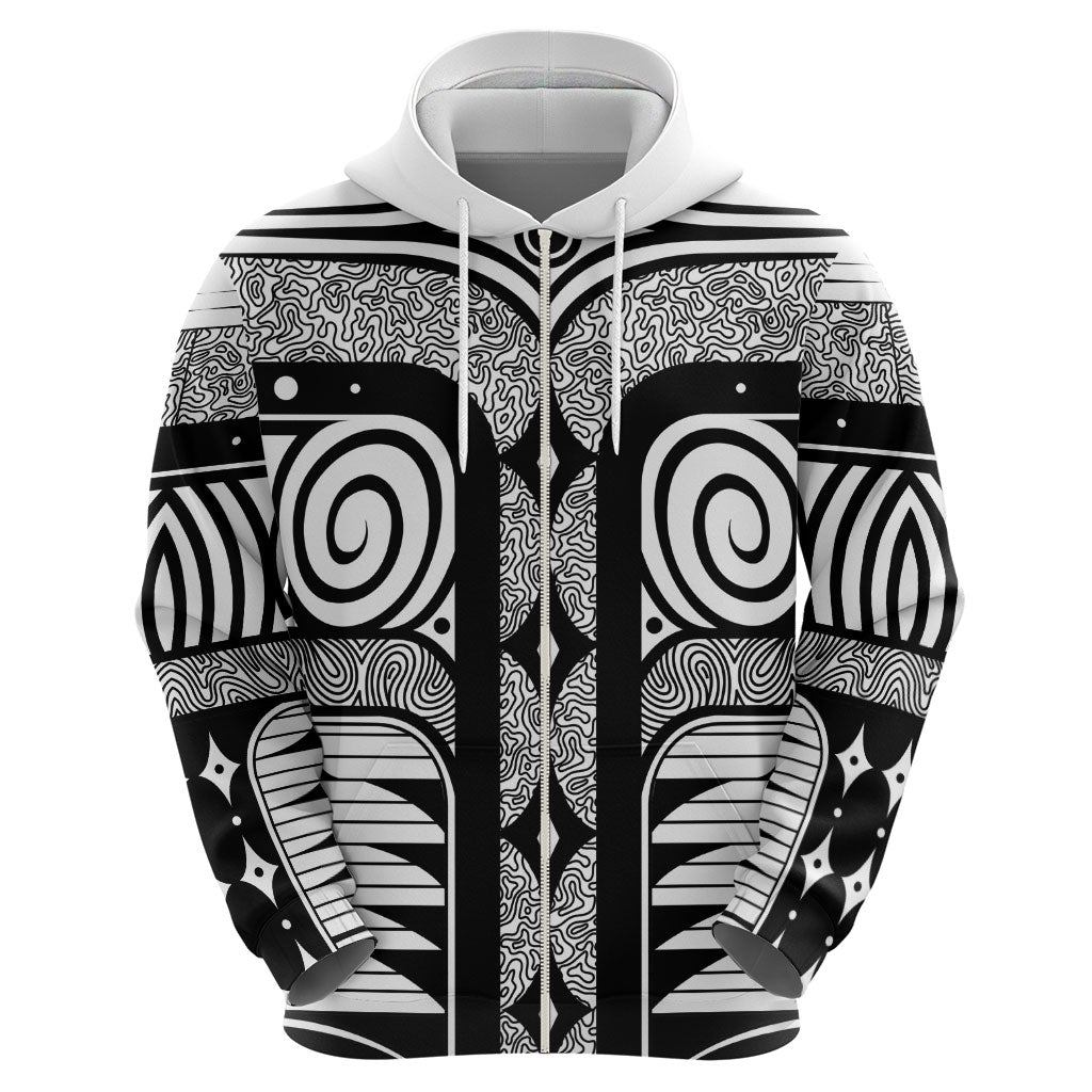 Japanese Indigenous Hoodie Jomon Tribal Inspired White