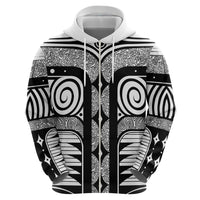 Japanese Indigenous Hoodie Jomon Tribal Inspired White
