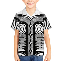 Japanese Indigenous Kid Hawaiian Shirt Jomon Tribal Inspired White