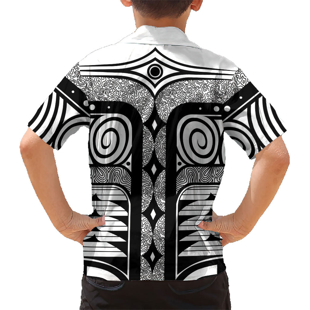 Japanese Indigenous Kid Hawaiian Shirt Jomon Tribal Inspired White