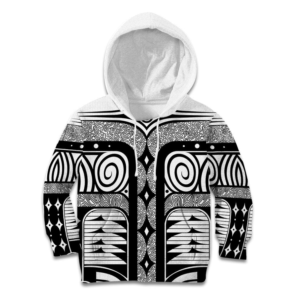 Japanese Indigenous Kid Hoodie Jomon Tribal Inspired White